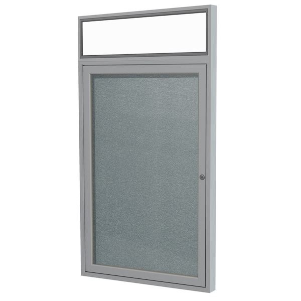 Enclosed Bulletin Board, 1 Door, Vinyl, Hdlnr Frame, 3 ft H x 2 ft W, Stone